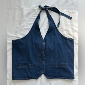 Lioness Hills Halter Top in Dark Denim